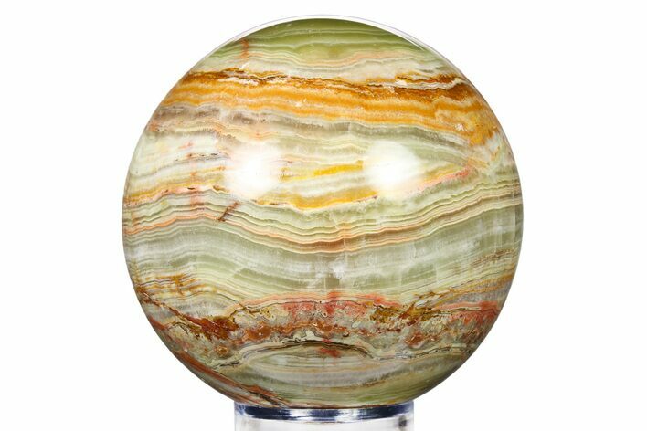 Polished Green Banded Calcite Sphere - Pakistan #265546